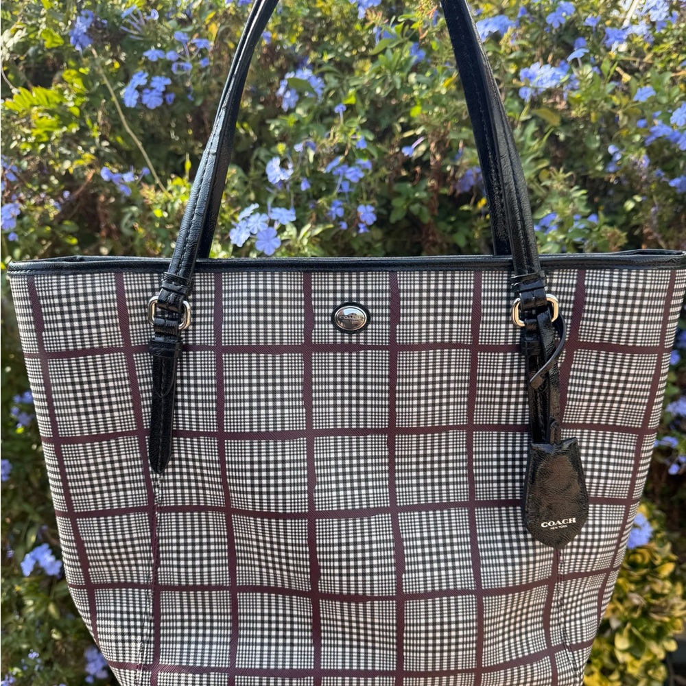 Coach Glen Plaid Zip Top Bag